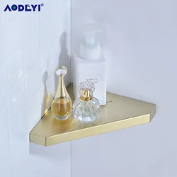 Corner Shelf Bathroom Triangle Storage Shelves 304 Stainless Steel Toilet Holder Shower Rack Brushed Gold Bathroom Accessories