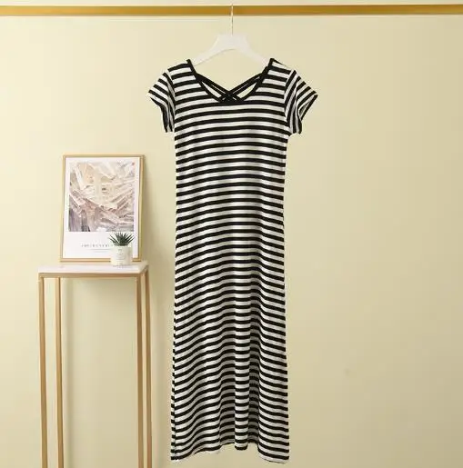 Sexy backless cotton nightgowns women short sleeve long dress casual home wear nightdress modal comfortable female nightshirt
