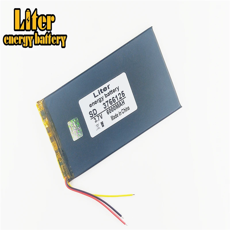 3 line 3.7V,6000mAH 3766125 Polymer lithium ion / Li-ion battery for tablet pc BANK,GPS,mp3,mp4