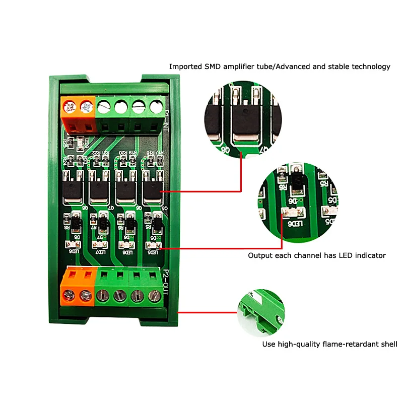 PLC Amplifier Board 4/8//12/16 Channel NPN/PNP Transistor Signal Output SCR Module Din Rail 35mm 5A/24VDC