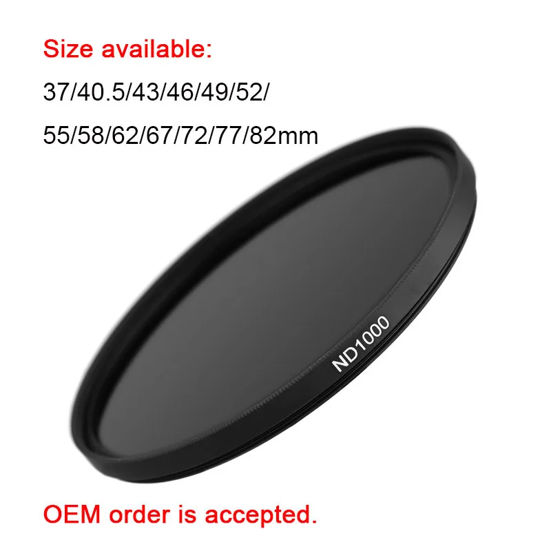 Universal ND1000 Neutral Density Filter 37~82mm For All Brands For Canon For Sony For Nikon