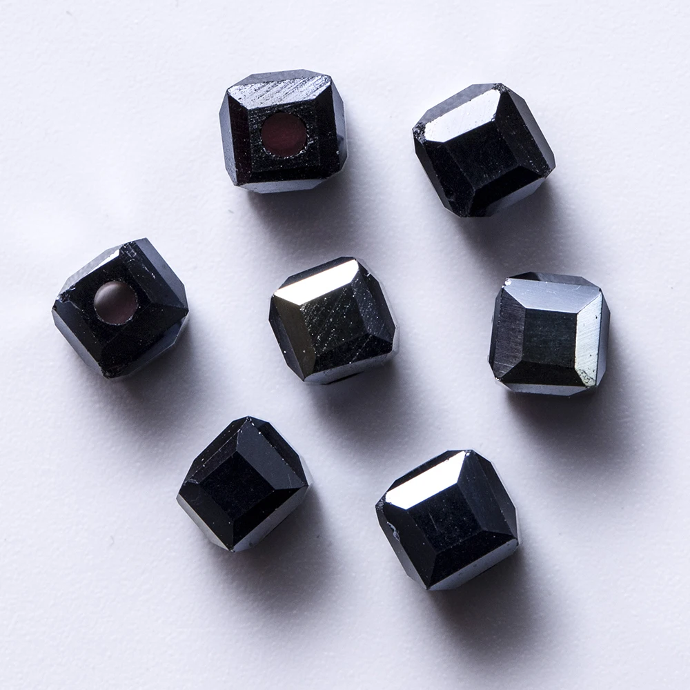 4 6mm Black Cube Glass Beads For Making Jewelry Diy Bracelet Neckalce Beads Square Faceted Loose Spacer Beads Wholesale