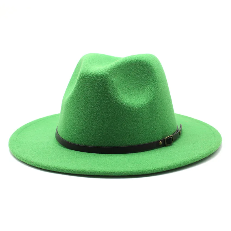 wholesale fedoras hat Panama felt hat for women  jazz hat fedora hat grass green women fedoras  women hats with chains