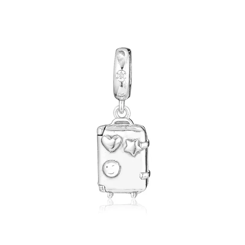 

Spring Travel Suitcase Silver Charms for Bead Bracelets 925 Sterling Silver Pendant Charms for Jewelry Making 2019 New Arrival