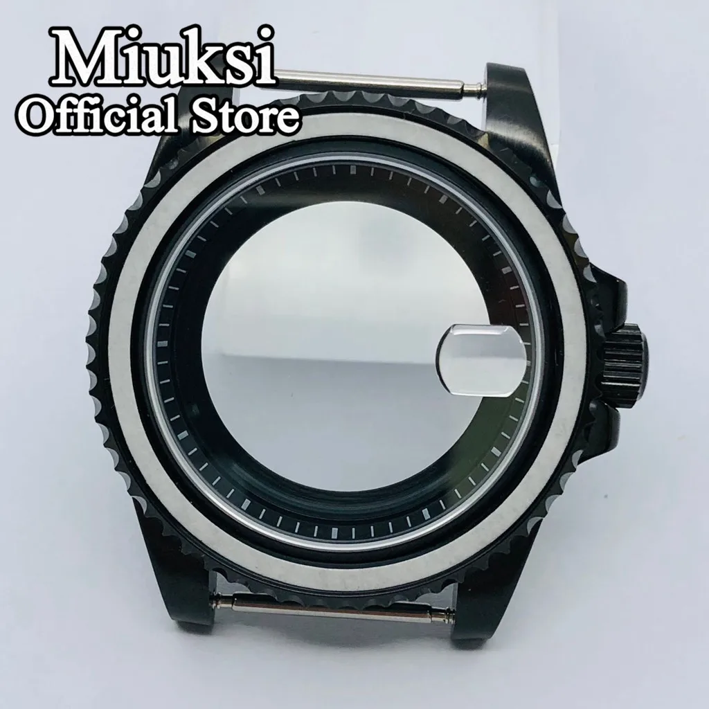 Miuksi 40mm black PVD case sapphire glass black white chapter ring fit NH35 NH36 ETA2824 Seagull ST2130 PT5000 movement