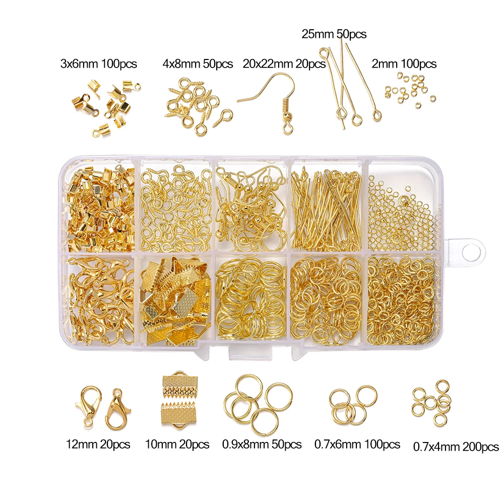 Alloy Accessories Jewelry Findings Set Repair Tools Lobster Clasp Open Jump Rings Earring Hooks for DIY Jewelry Making Supplies