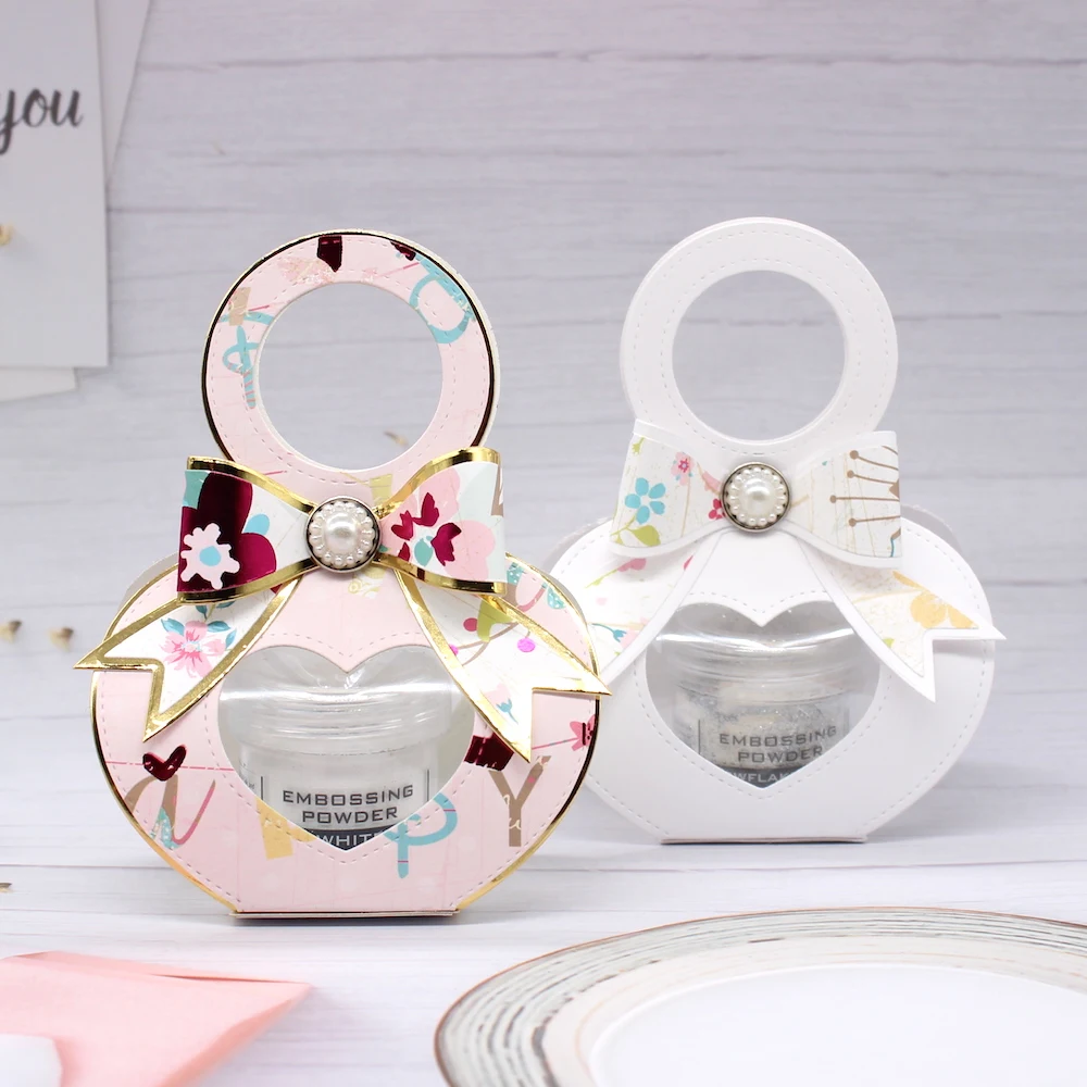 KLJUYP Candy Holder with Bow Metal Cutting Dies Scrapbook Paper Craft Decoration dies scrapbooking