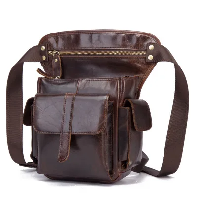 

Cow leather oil wax leather retro men's mobile phone camera outdoor leg bag waist bag