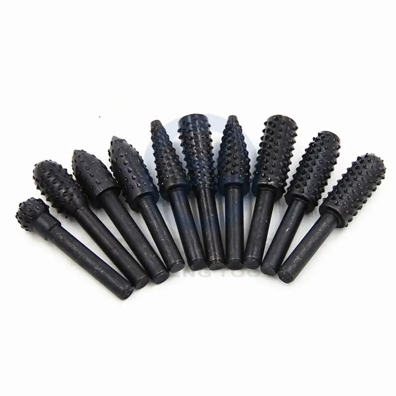 

10 pcs of black mace woodworking rotary file electric grinding head grinding DIY tool set