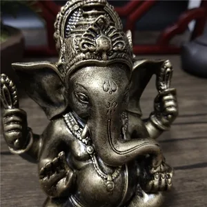 Bronze Farbe Ganesha Buddha Statue Ornamente Harz Elefant Gott Skulptur Statuetten Home Dekoration Big Buddha Statuen 11 cm 6 Hauptverkaufsstatue Ganesha Grande - №3