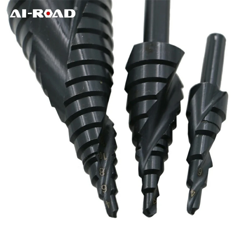 MetalCone Triangle Shank Hole Metal drills 4-12/20/32mm HSS Cobalt Step Drill Bit Set Nitrogen High Speed Steel Spiral DrillBits