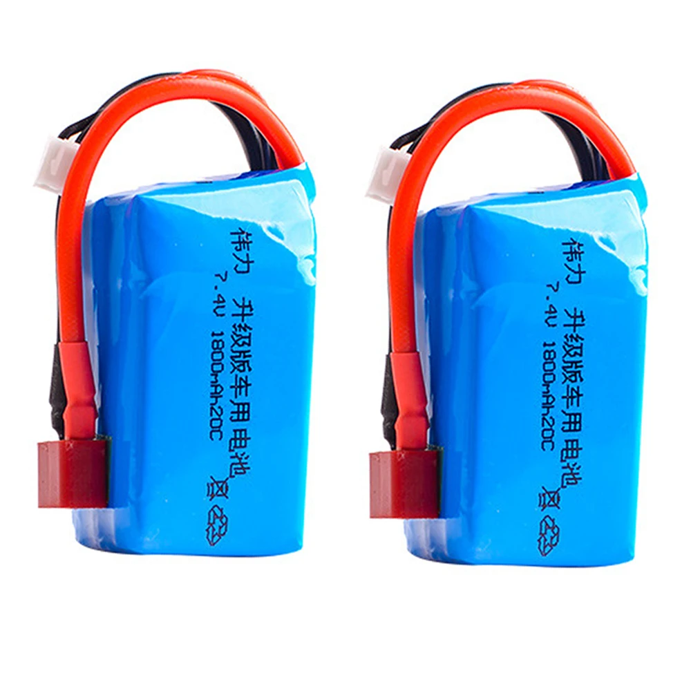 

2PCS/lot Lipo Battery for Wltoys A959-B A969-B A979-B K929-B RC Car Spare Parts 7.4V 1800mah 20C Max 40C 2S 7.4 V Battery T Plug