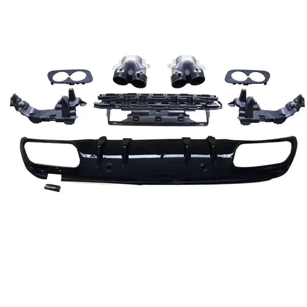 ABS Rear Bumper Diffuser With Round Tips for Benz W205 S205 C200 C300 C400 C450 C43 C63 with Amg Pacakge 15 - 22