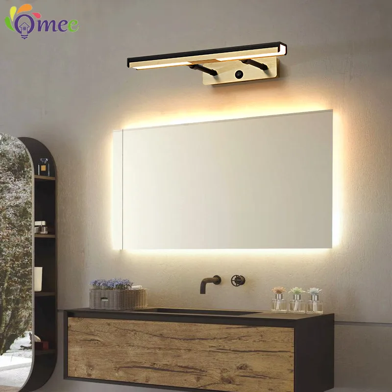 Bắc Âu 53Cm Vàng Gương LED Đèn Treo Tường Cho Phòng Tắm Đầm Trang Trí Nhà Бра Đầu Giường Phòng Ngủ Đèn Gương công Tắc