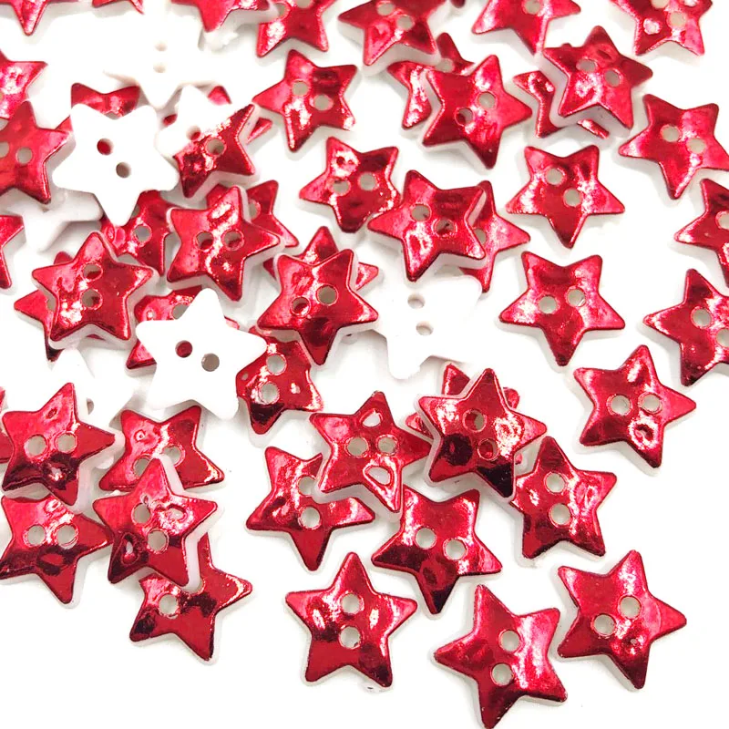 50/100PCS 12MM Star 2 Holes Plastic Buttons Children\'s Apparel Sewing Accessories DIY Scrapbooking Crafts PT301