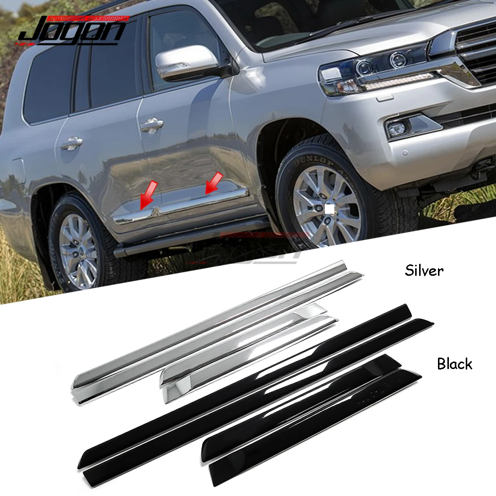 

4pcs ABS Chrome Car Side Door Body Protector Molding Cover Trim For Toyota Land Cruiser FJ200 LC200 2016 2017 2018 2019 2020