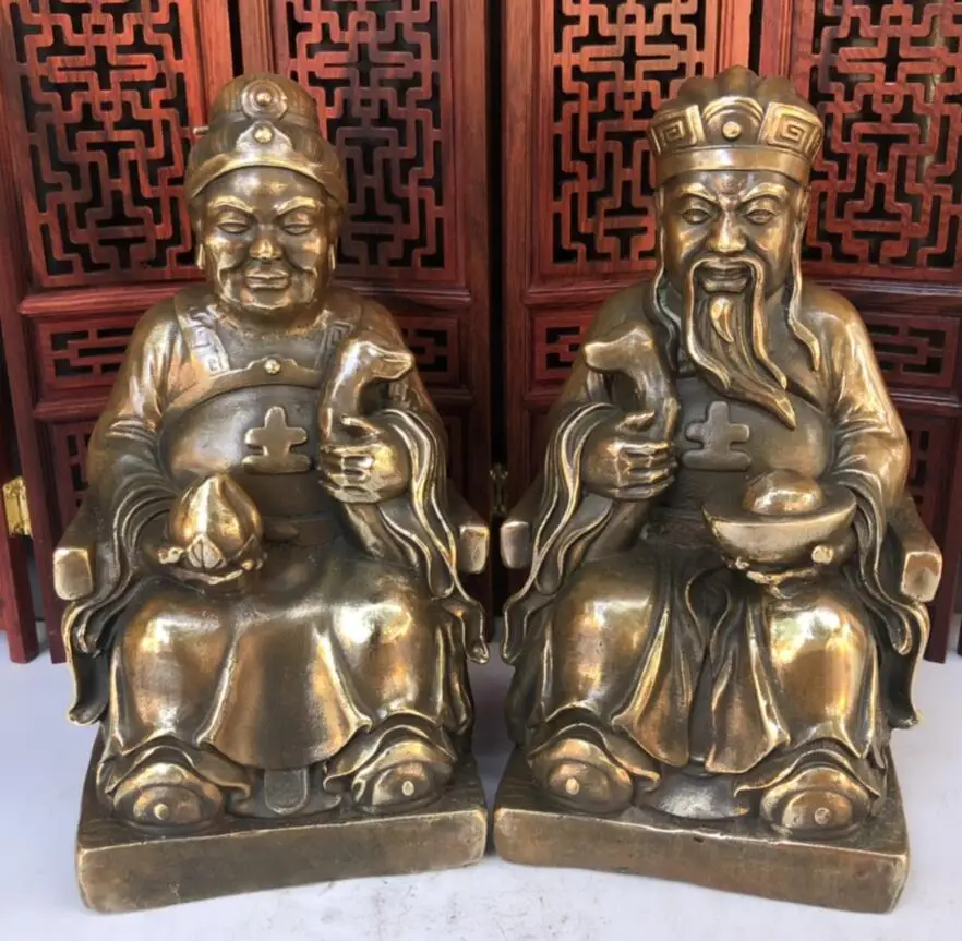 

Archaize brass land grandfather and land grandmother Home decoration crafts statue A pair