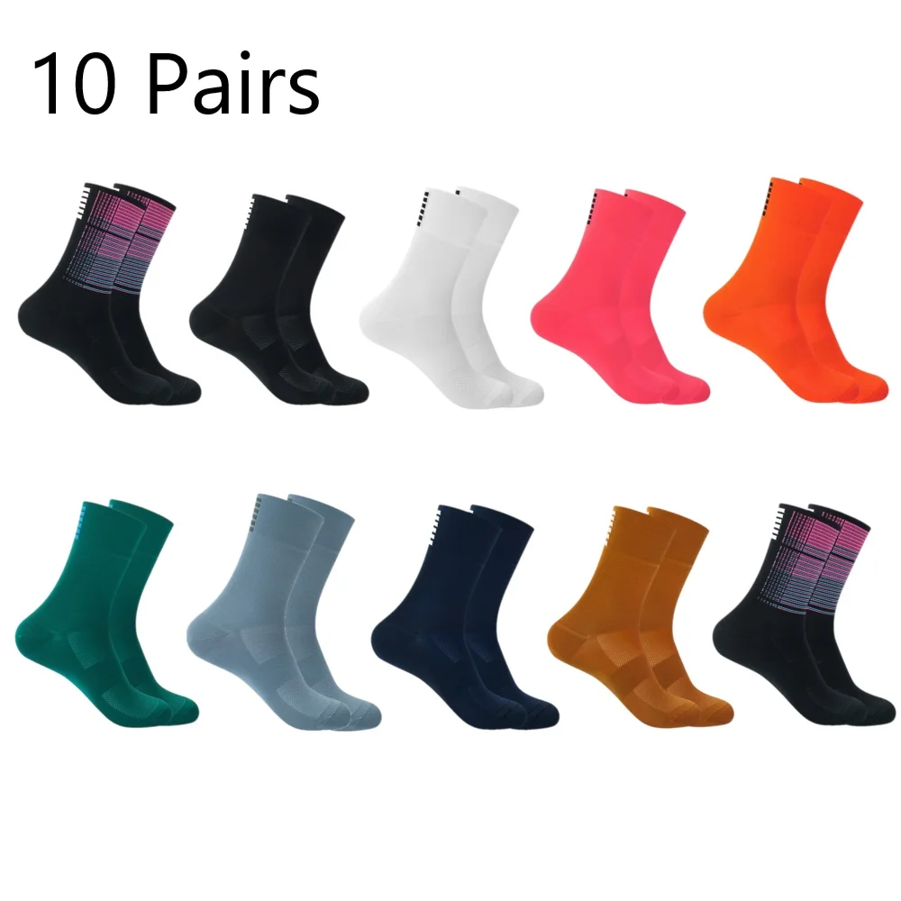 YKYWBIKE 10 Pairs Sports Racing Cycling Socks Set Professional Brand Sport Socks Breathable Road Bicycle Socks Men and Women