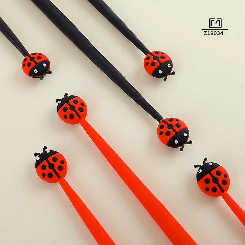 16pcs Cute Ladybug personality silicone neutral pen for primary and middle school students