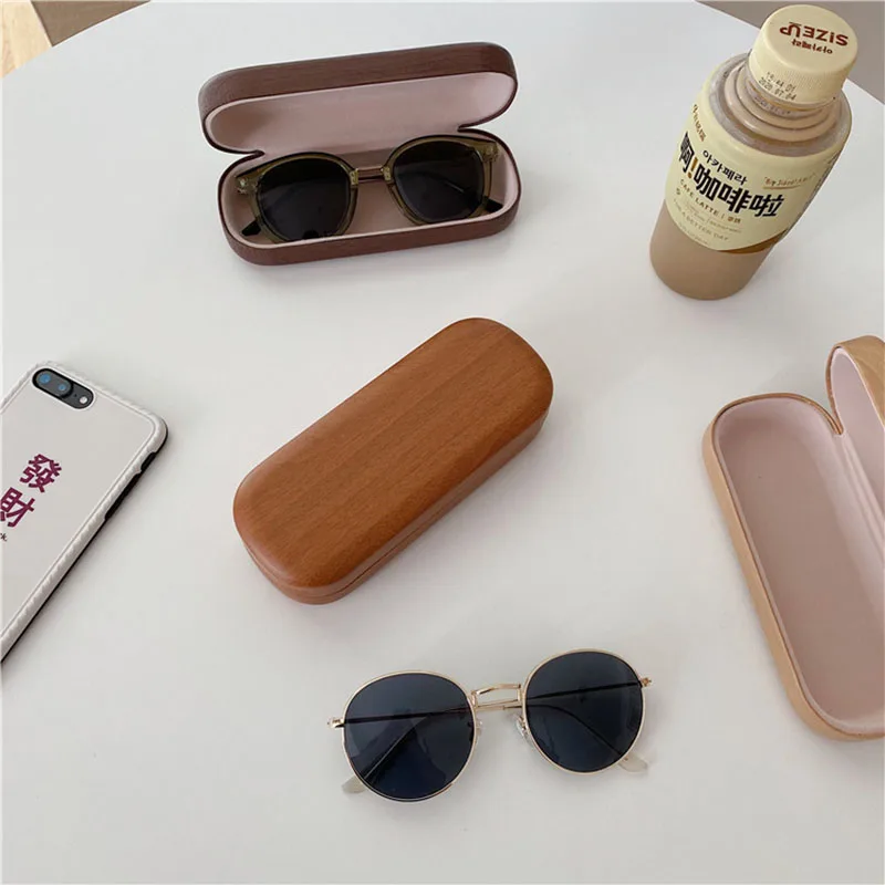 ins Style Wood Color Series Solid Retro Imitation Wood Grain Glasses Case Compression Resistant Glasses Myopia Portable Box