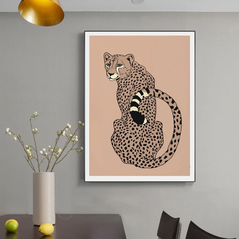 Leopard Prints Canvas Painting Retro BOHO Wall Art Pictures Nordic Animal Posters For Living Room Bedroom Home Decoration