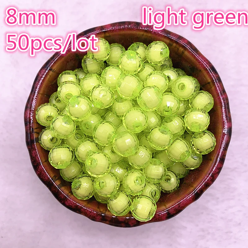 New 50pcs 8mm Faceted Earth 15 Colors Acrylic Loose Spacer Beads for Jewelry Making DIY Bracelet