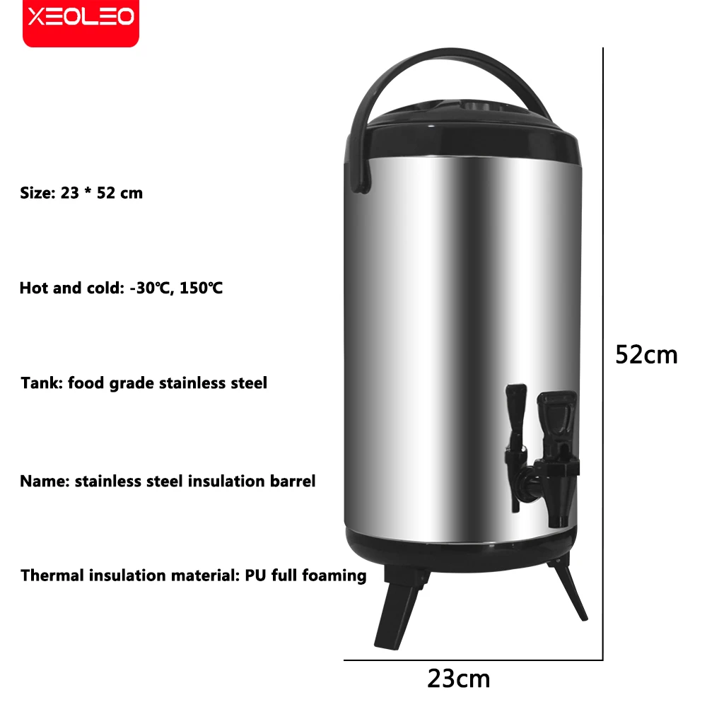 XEOLEO 12L Bubble tea Heat preservation Bucket Milk tea/Coffee/Ice Insulation Barrel Stainless steel Milk tea barrel Keep cool