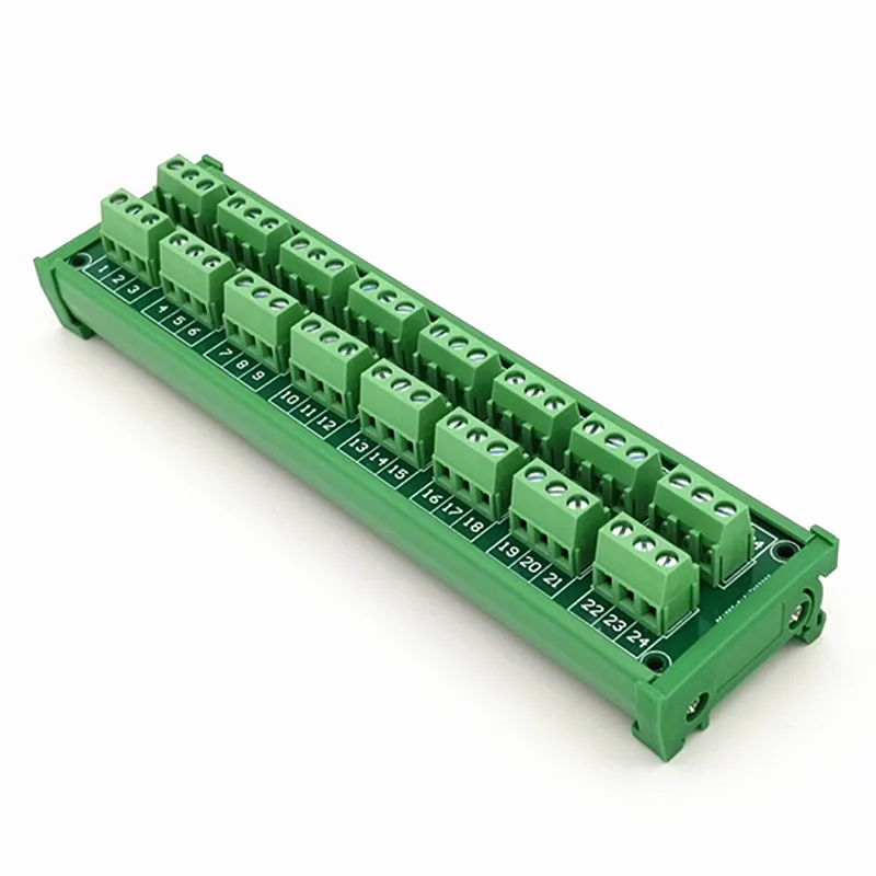 WELL LONG DIN Rail Mount Green Terminal  24A/400V 8x3Position Screw Terminal Block Distribution Module.