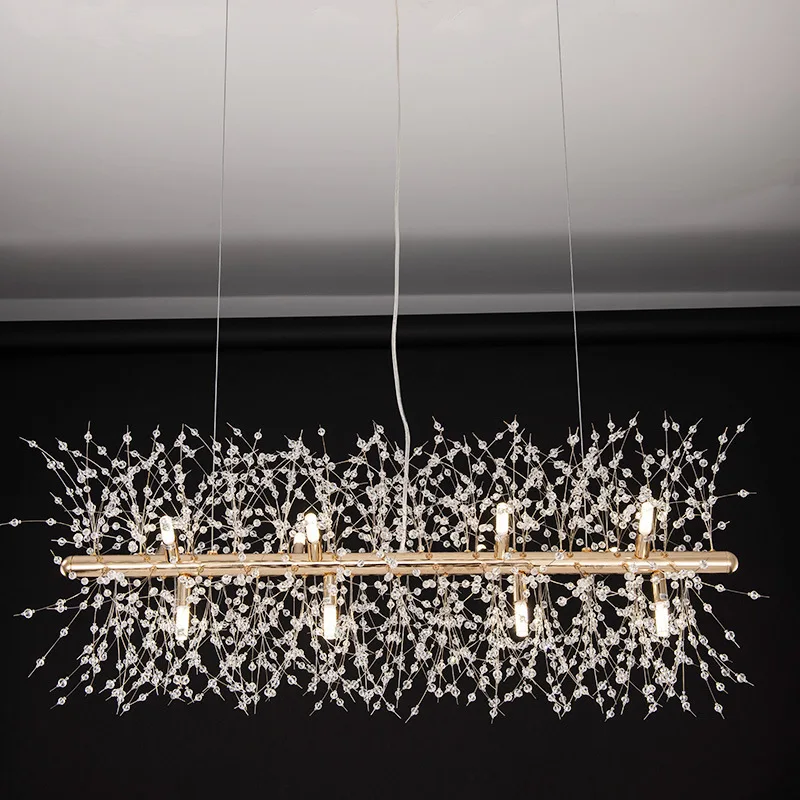 Modern New Rectangle Design Dandelion Led Chandelier Lighting Crystal Spark Ball G9 led Chandelies Decor For Bedroom Living Room