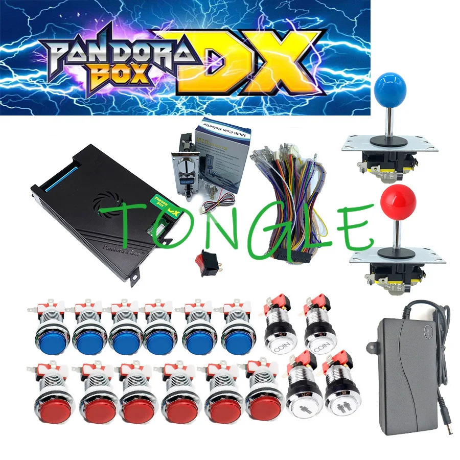 

2 Player Original Pandora Box DX Kit copy SANWA Joystick Chrome LED Push Button Coin Acceptor for Arcade game Machine Cabinet