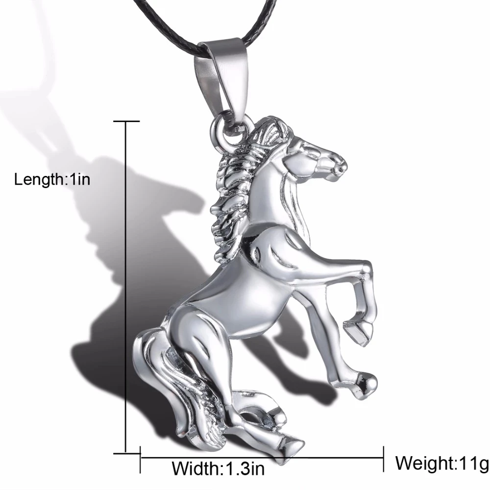 Rinhoo Run Horse Pendant Necklace Charming Stainless Steel Pendants Fashion Animal Jewelry for Women Men Dainty Character Gift