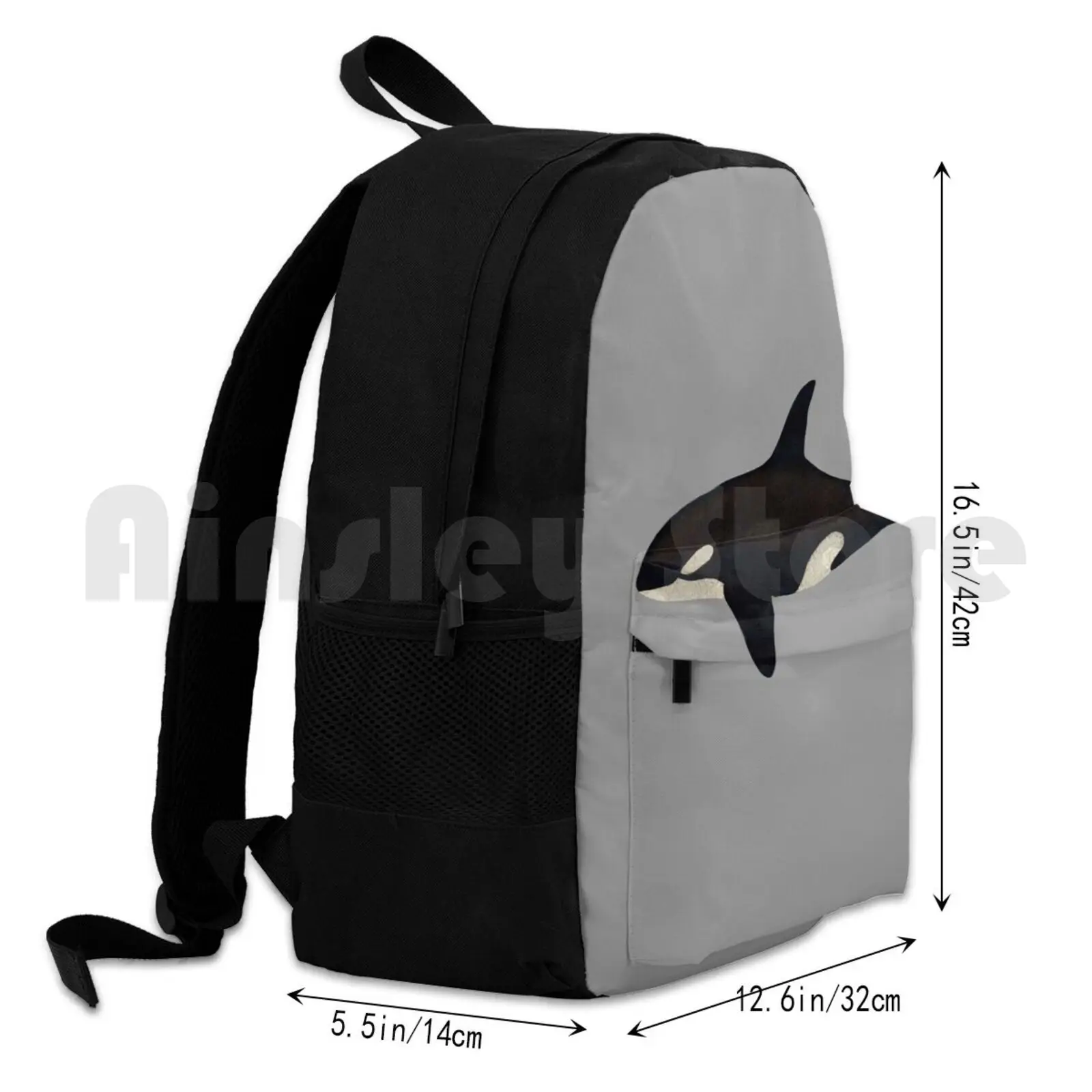 Killer Whale-mochila de senderismo al aire libre, impermeable, para acampar, viaje, ballena asesina, Orca, océano, Mamales, acuarela en blanco y negro