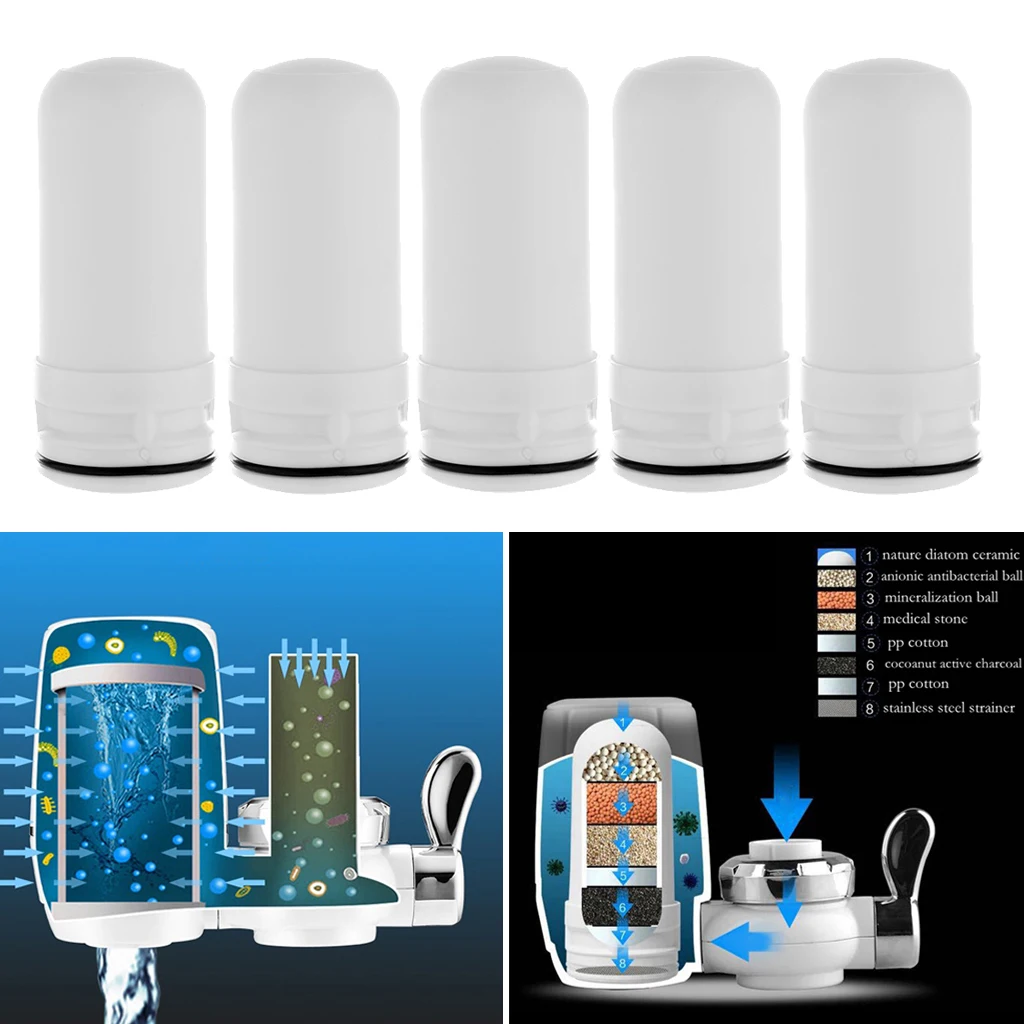 5 X Faucet Tap Water Filter Purifier Cartridge Ceramic Kitchen Water Filter