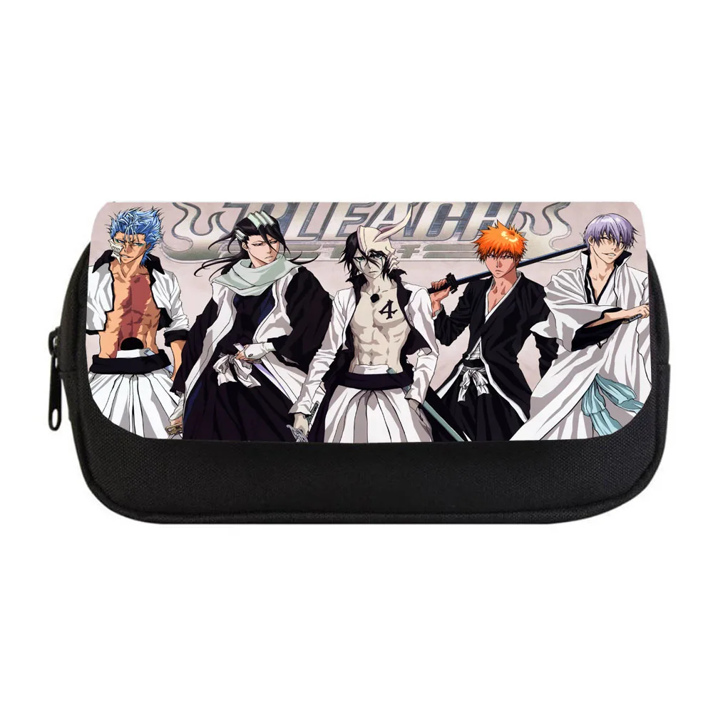 Anime Bleach Pencil bag Women Makeup Bag Child boys girls Pencil Case Student Double Zipper pencil Bag Handbag Purse