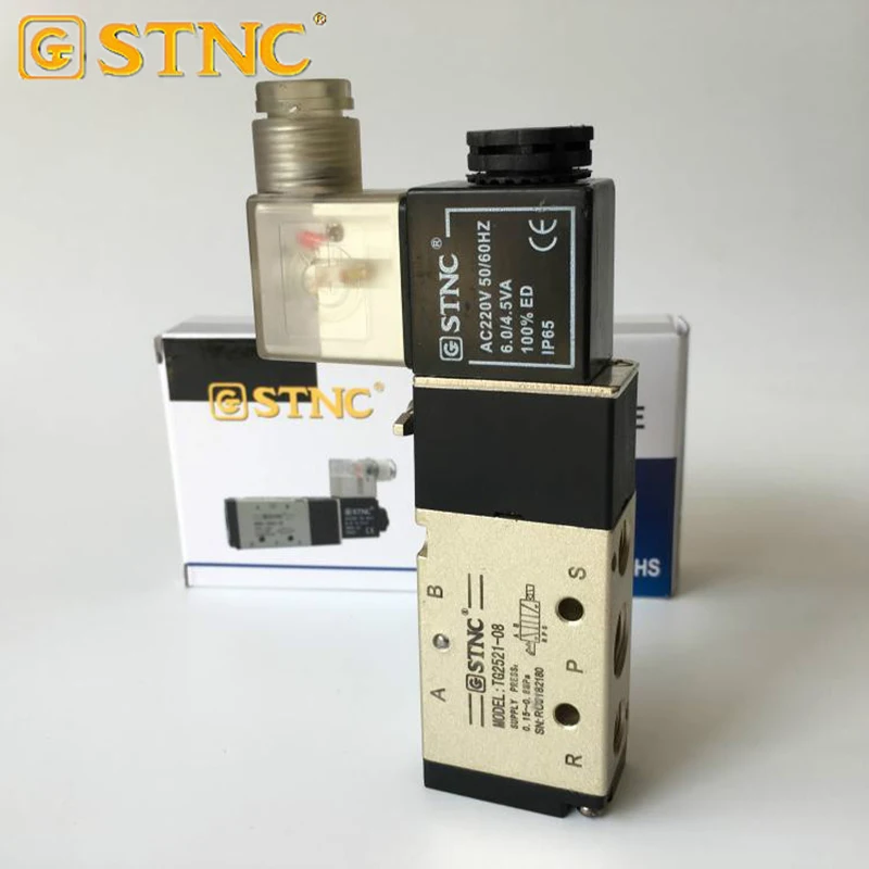 1/4 "2 موقف 5 ميناء STNC الهواء الملف اللولبي صمام TG2521-08 صمام التحكم الهوائي ل DC12v 24 فولت AC110v 220 فولت #3