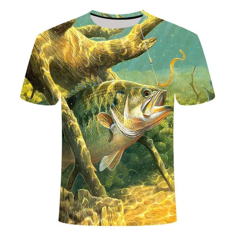 2021 new fishing t shirt style casual Digital fish 3D Print t-shirt Men Women tshirt Summer Short Sleeve O-neck Tops&Tees110-6xl