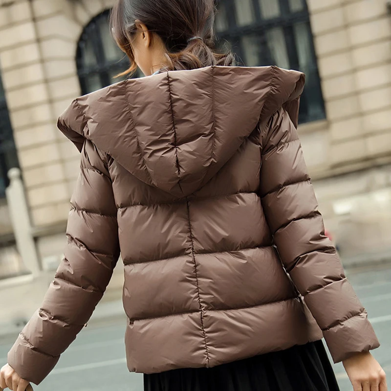 Female Winter Coat Ultra Light 90% Down Jacket Puffer Jacket Brand Jackets Weightless Parkas Hooded Parka Casual Button Outwear