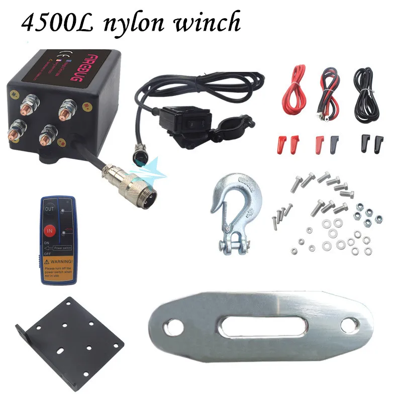 4500L nylon winch truck electric winch 12v/24v small crane truck tractor electric hoist