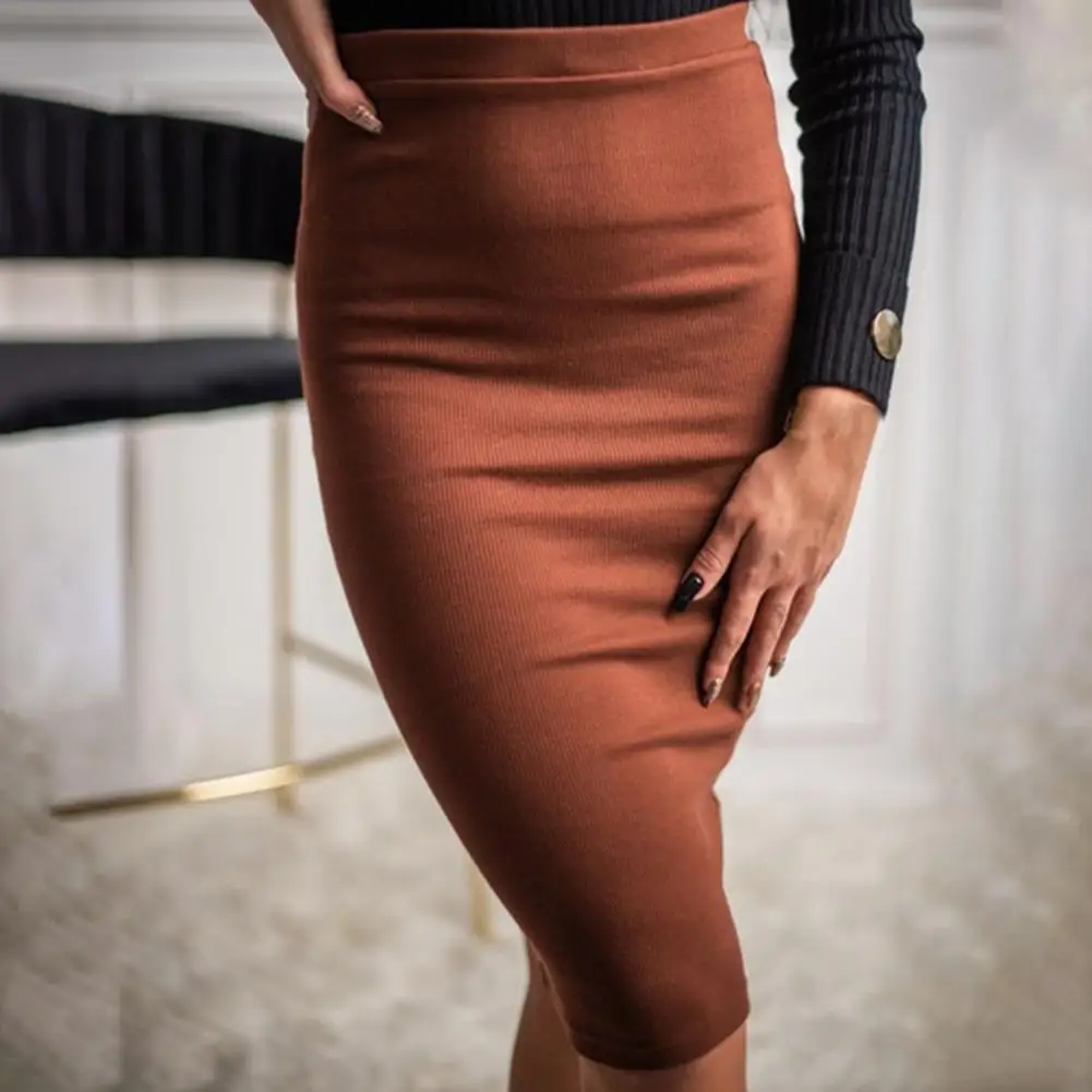 

2021 Women Office Skirt Spring Korean Style Sexy Warm Knitted Pencil Skirts Ladies High Waist Elegant Long Skir Party Club Skirt