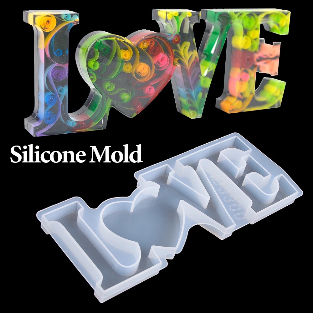 1 PC Heart Shape HOME LOVE Silicone Mould Letters Crystal Resin Mold DIY Crafts Casting MoldsHome Decoration Jewelry Making Tool