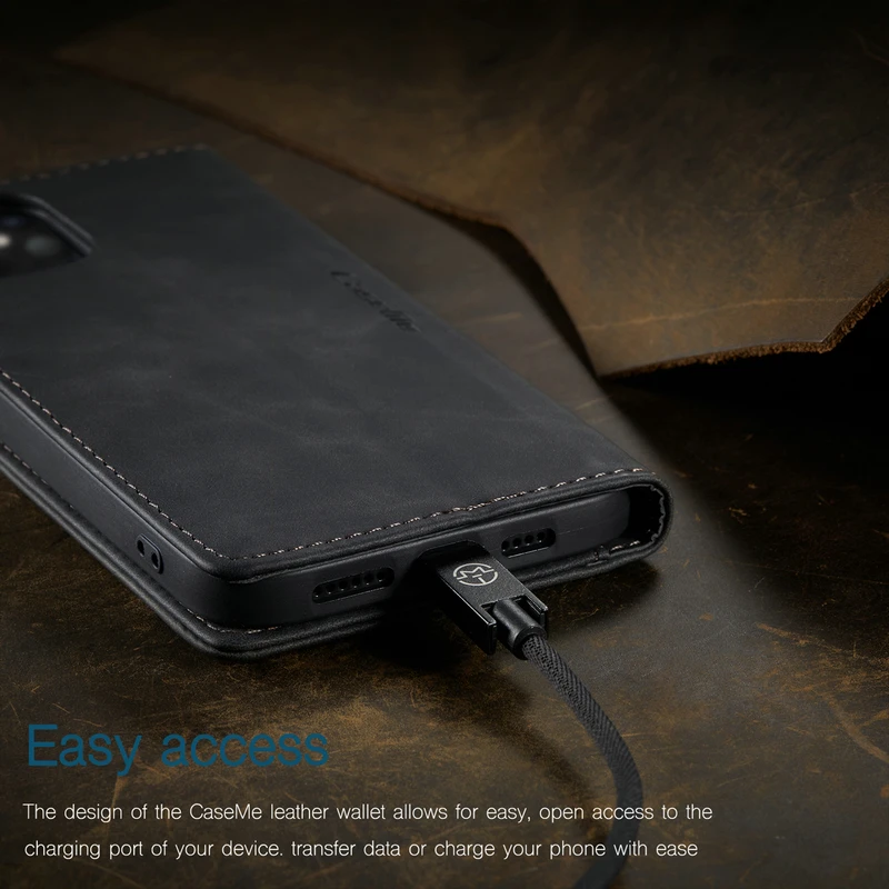 CaseMe Case For iPhone 11 12 mini 13 14 15 Retro Wallet Cover Card Holder Case For iPhone SE 7 8 Plus XS 13 Pro Max Leather Case image 5