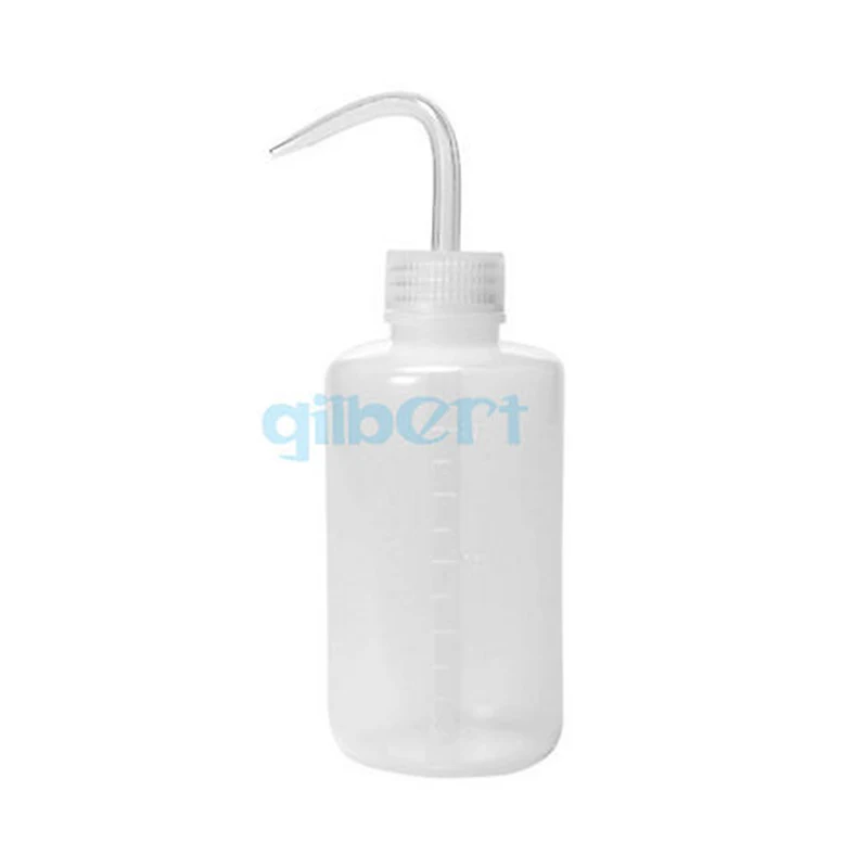 150ml 250ml 500ml Plastic PE Squeeze Bottle Tattoo Wash White Bent Tip Clear Labware