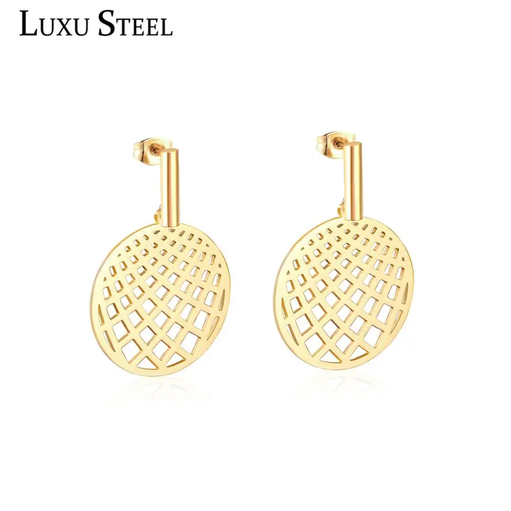 LUXUSTEEL Sport Style Geometry Shape pendientes inoxidable Stain;less Steel Drop Earring Fashion Jewelry Party 2020 Long Earring