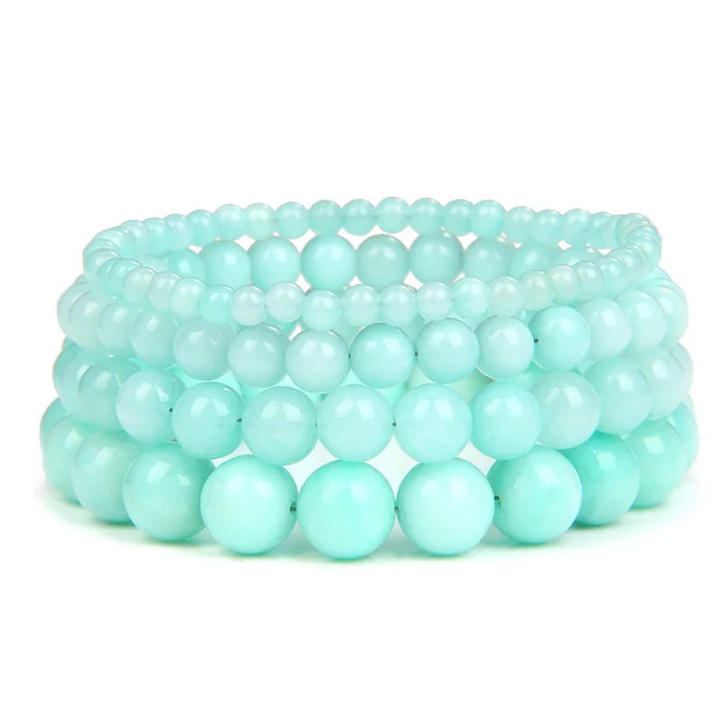 Blue Amazonite Stone Beaded Bracelets Women Men Jewelry Gem Stones Bracelet Lucky Yoga Meditation Reiki Gift Bracelets Wholesale