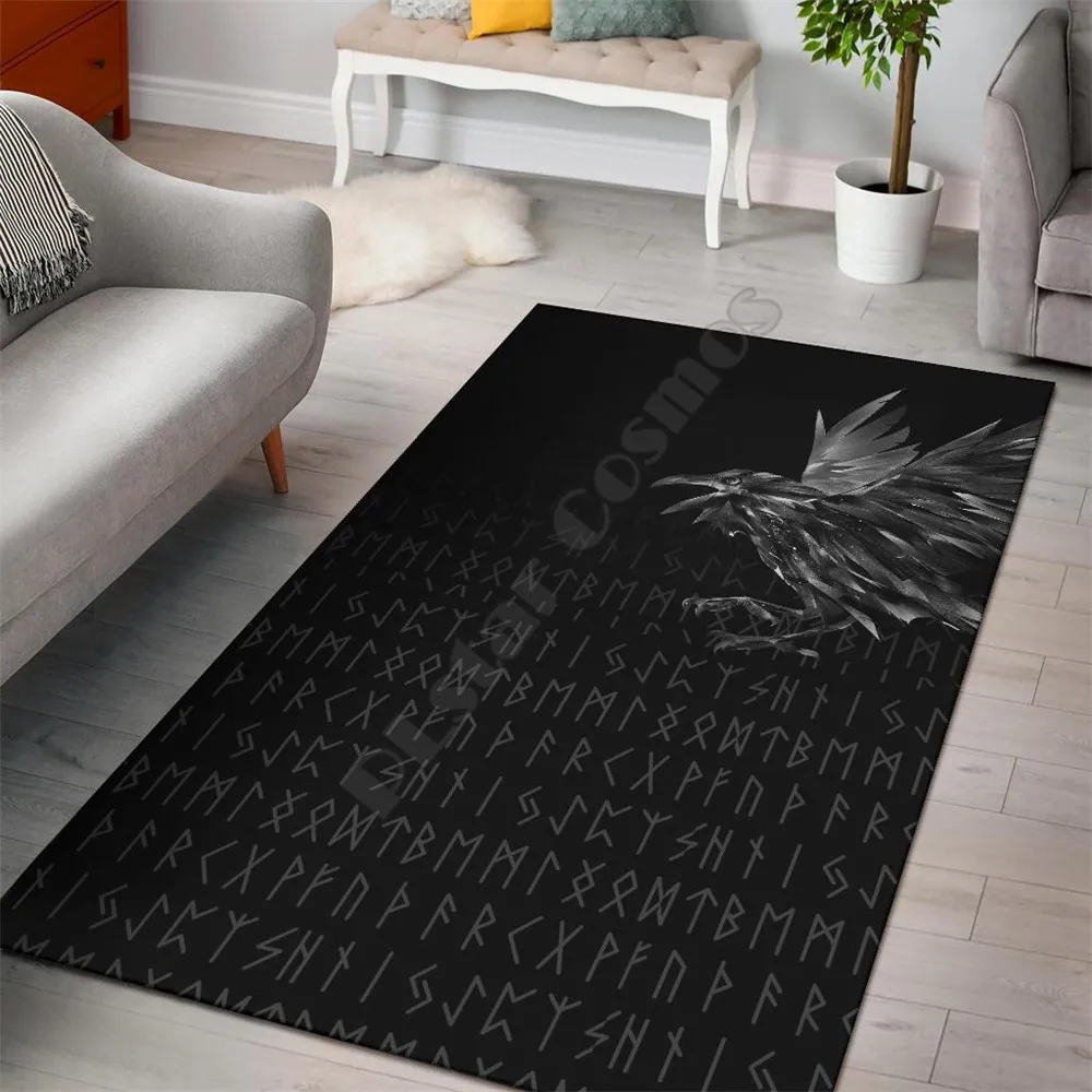 

Viking Style Area Rug - The Raven Of Odin Rune 3D Printed Rugs Mat Rugs Anti-slip Large Rug Carpet Home Decoration