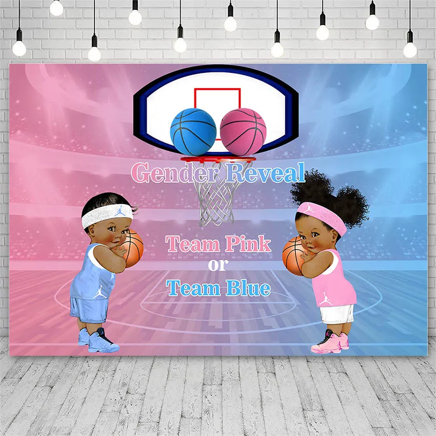 

Avezano Photography Backdrops Gender Reveal Basketball Court Pink Blue Child Backgrounds Photo Studio Photozone Photocall Props