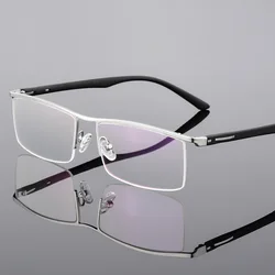 Reven Jate P8831 Half Rim Alloy Front Rim Flexible Plastic TR-90 Temple Legs Optical Eyeglasses Frame for Men and Women Eyewear