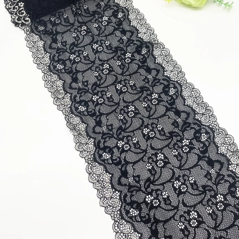 3y/lot Width 21.80cm Shimmer Thick Elastic Stretch Lace trim Skirt Hem Underwear Sewing Craft DIY Apparel Fabrics Lace Lingerie