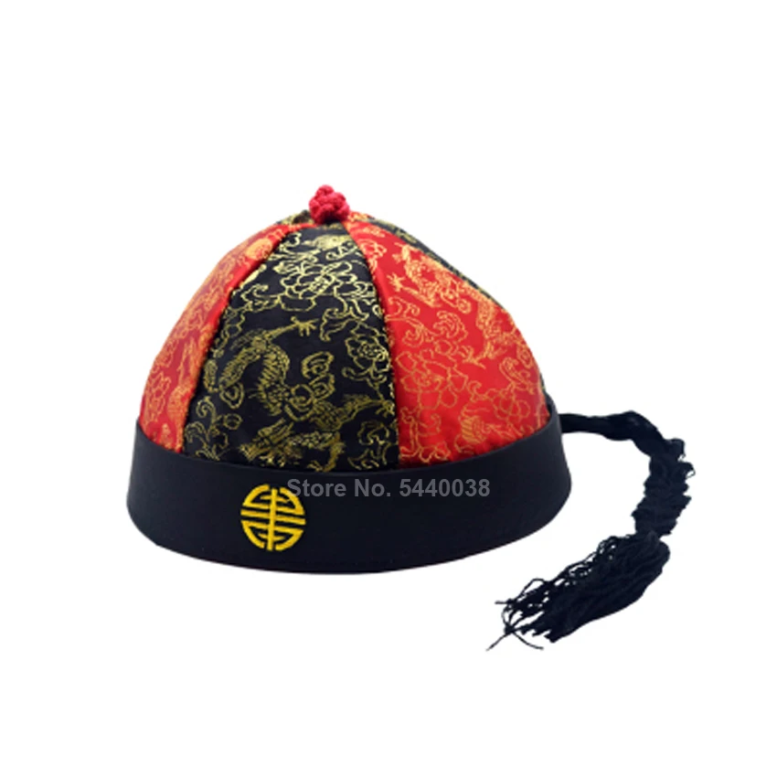 Qing Dynasty Ancient Chinese Hat Adult Kids Traditional Tang Suit Accessories Emperor Bridegroom Soft Cap New Year Gift