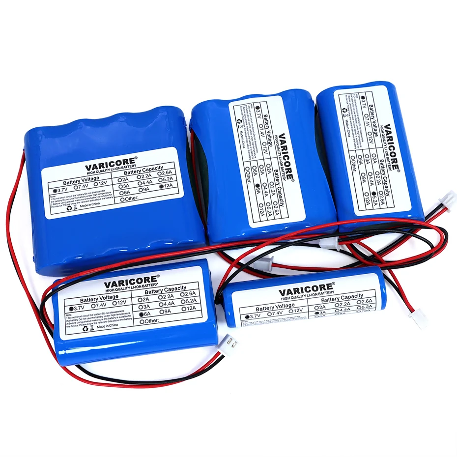 3.7V/4.2V 18650 akumulator litowo-jonowy 3000mAh 5200mAh 6000mAh 9000mAh 12000mAh z ochroną PCB XH 2.54 2P wtyczka